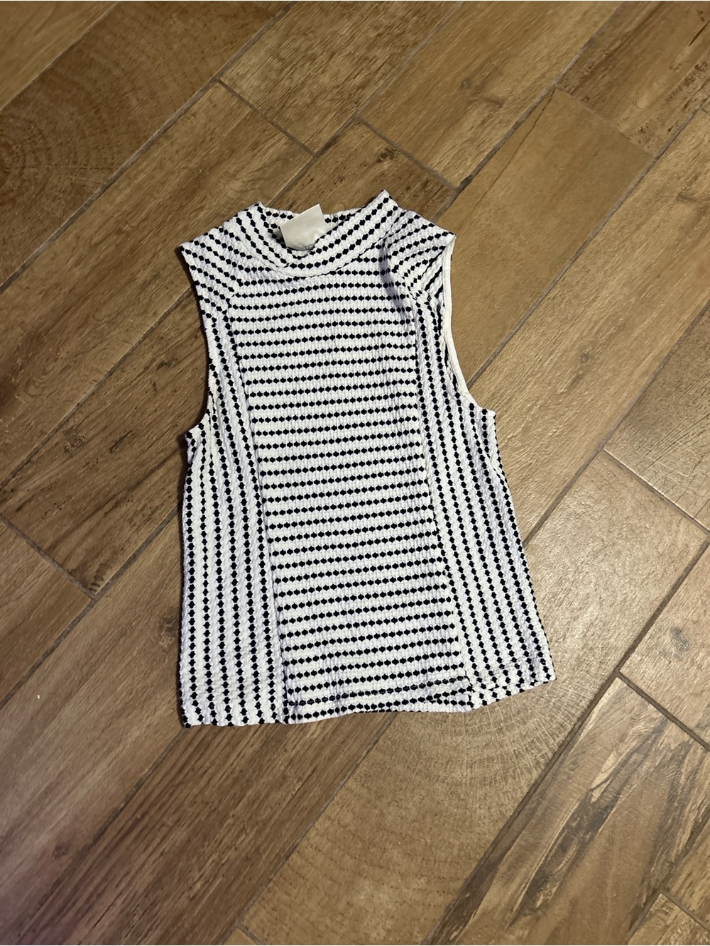 Maeve by Anthropologie Black and White Textured Stripe Sleeveless Top - Picture 2 of 2